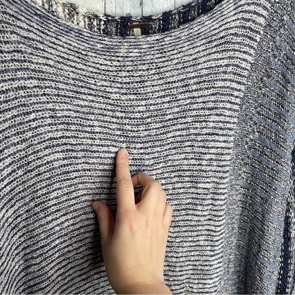 Free People patchwork knit sweater two tone navy stripe slouchy oversized tunic - Picture 6 of 6